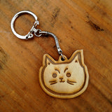 Wooden Cat/ Kitty Face Keychain Gift