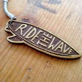Ride the Wave Surfboard Keychain Gift