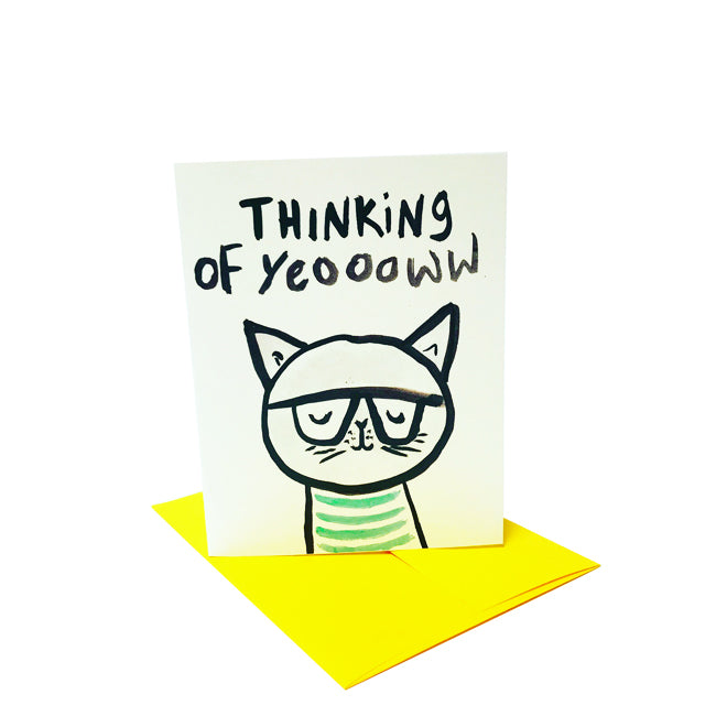 Thinking of Yeoowww Cat Greeting Card