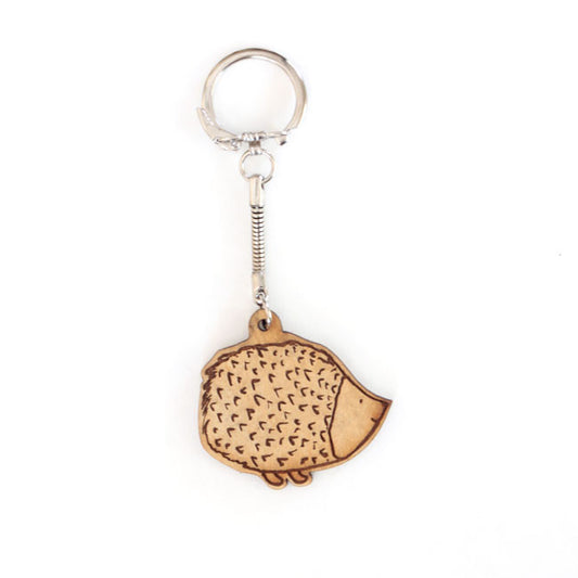 Hedgehog Wood Keychain