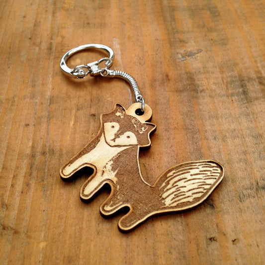 Wooden Engraved Fox Keychain Gift