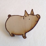 Cute Wooden Pig Piglet Pin